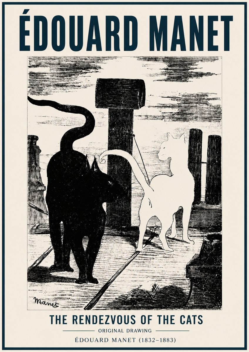 Édouard Manet The Rendezvous of the Cats No6 - Poster