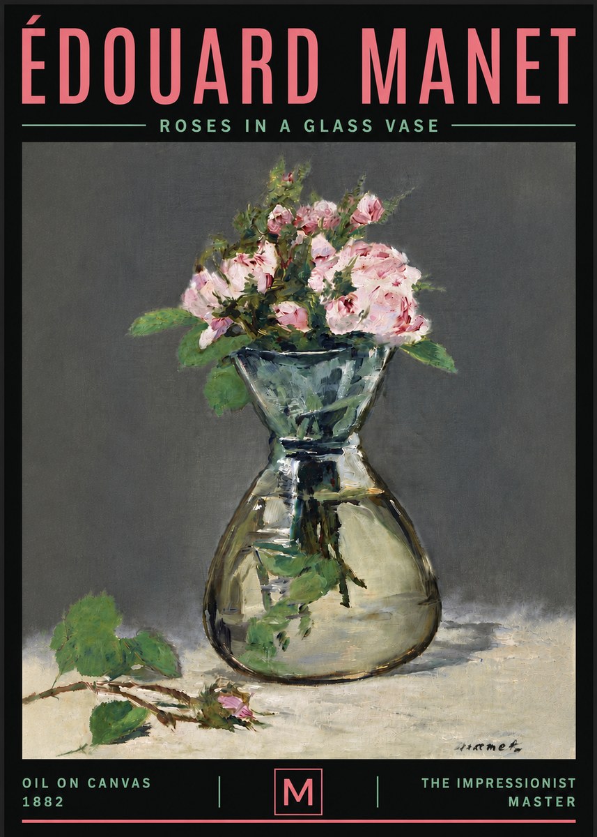 Édouard Manet Roses in a Glass Vase II No6 - Poster