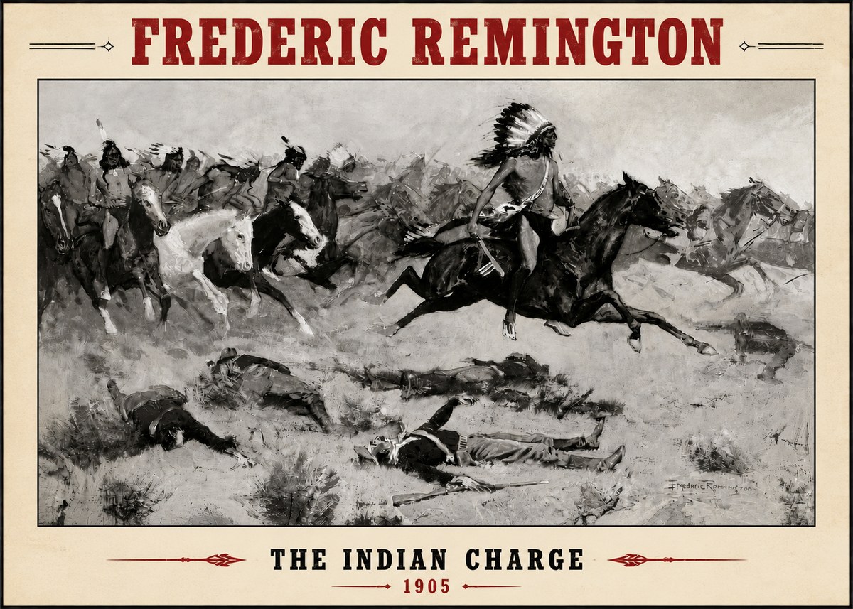 Frederic Remington The Indian Charge No4 - Poster