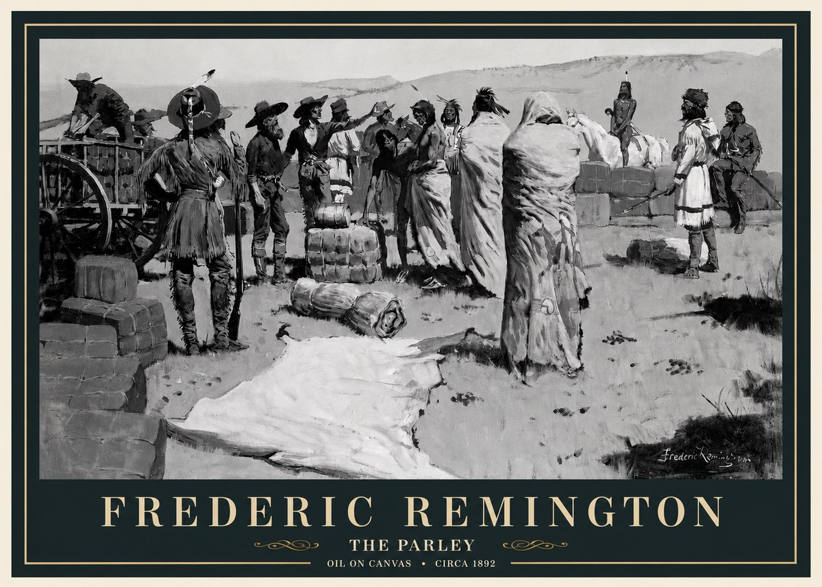 Frederic Remington The Parley No3 - Poster