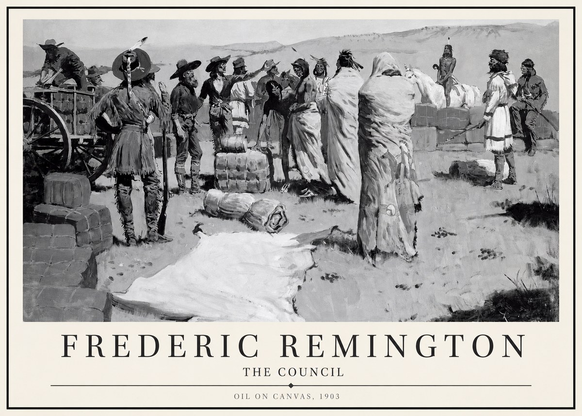 Frederic Remington The Parley No4 - Poster