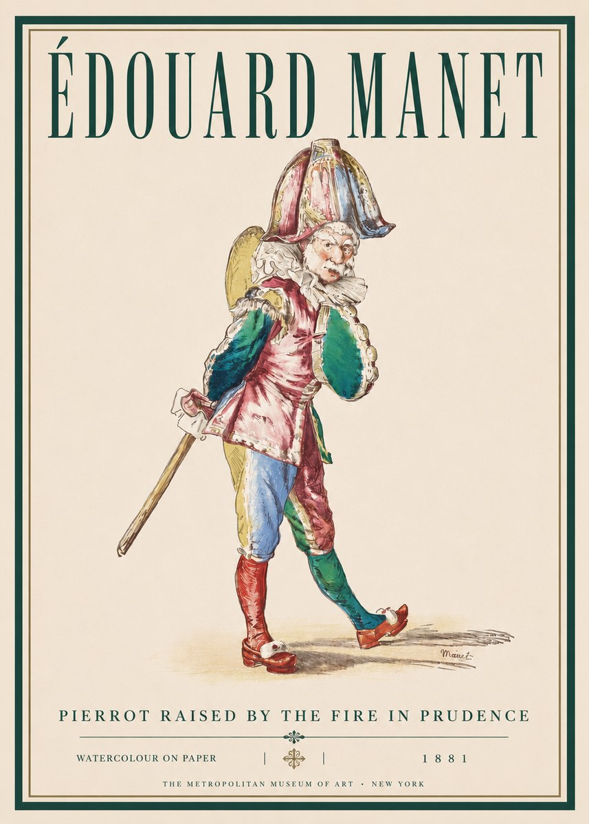 Édouard Manet Pierrot Raised by the Fire in Prudence No3 - Poster