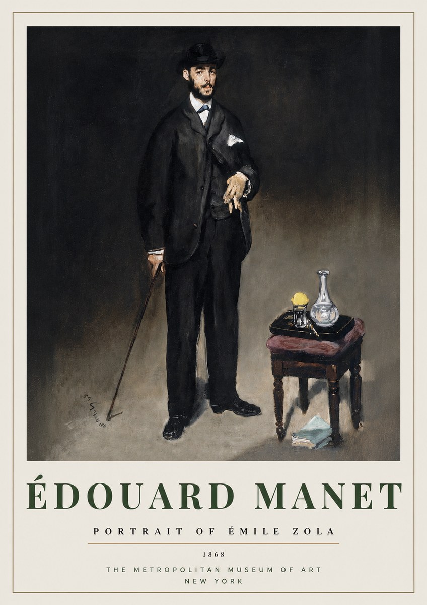 Édouard Manet Portrait of Émile Zola No3 - Poster