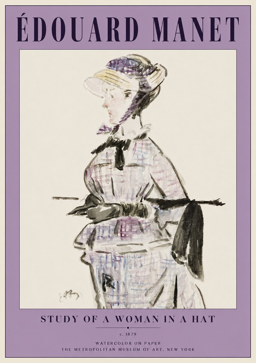 Édouard Manet Study of a Woman in a Hat No2 - Poster