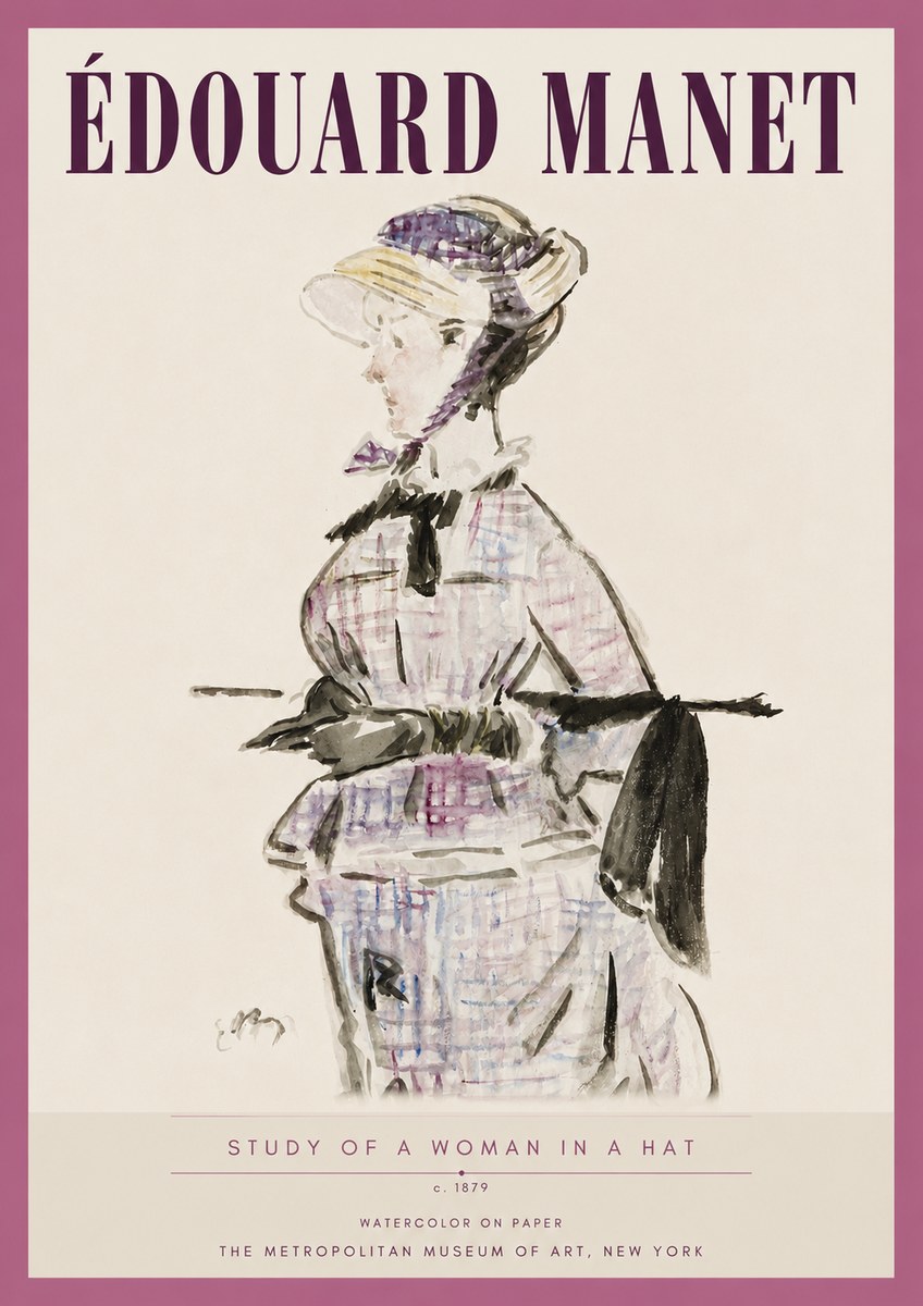 Édouard Manet Study of a Woman in a Hat No4 - Poster
