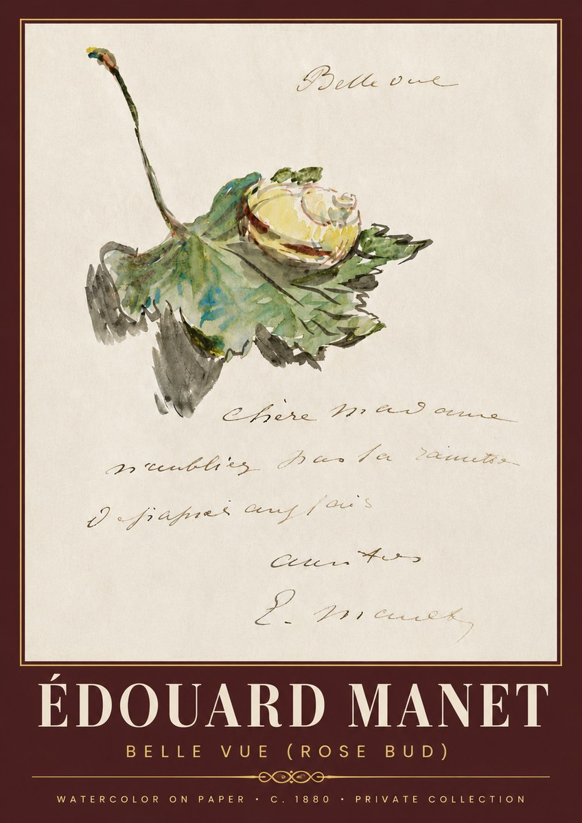 Édouard Manet A Rosebud with Leaf No6 - Poster