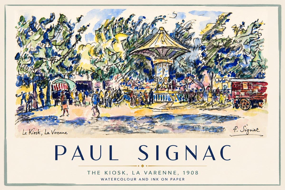 Signac The Kiosk, La Varenne, 1908 No4 - Poster