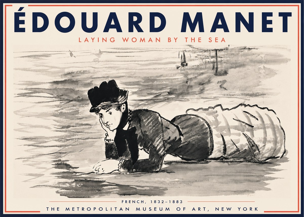Édouard Manet Laying Woman by the Sea No3 - Poster