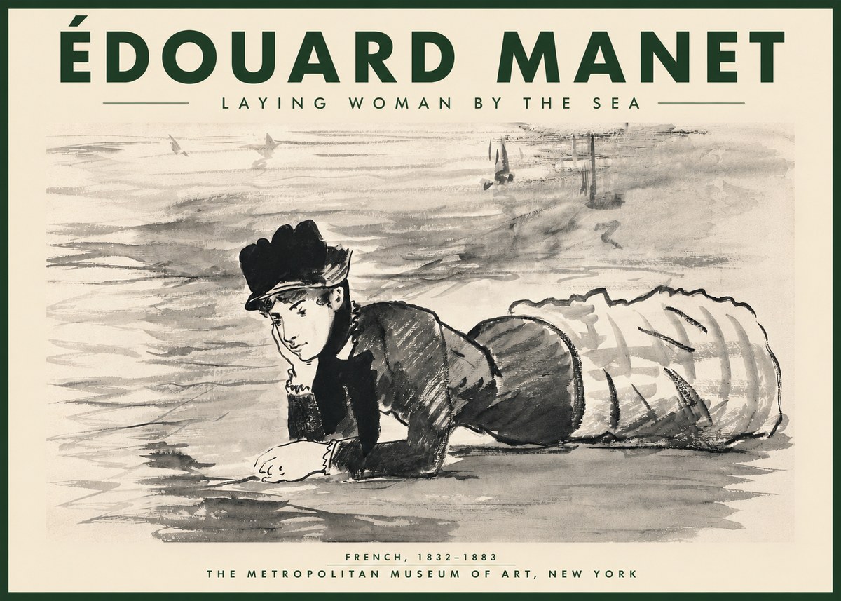 Édouard Manet Laying Woman by the Sea No4 - Poster