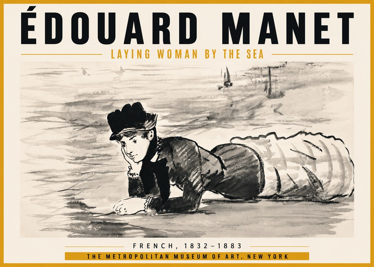 Édouard Manet Laying Woman by the Sea No6 - Poster