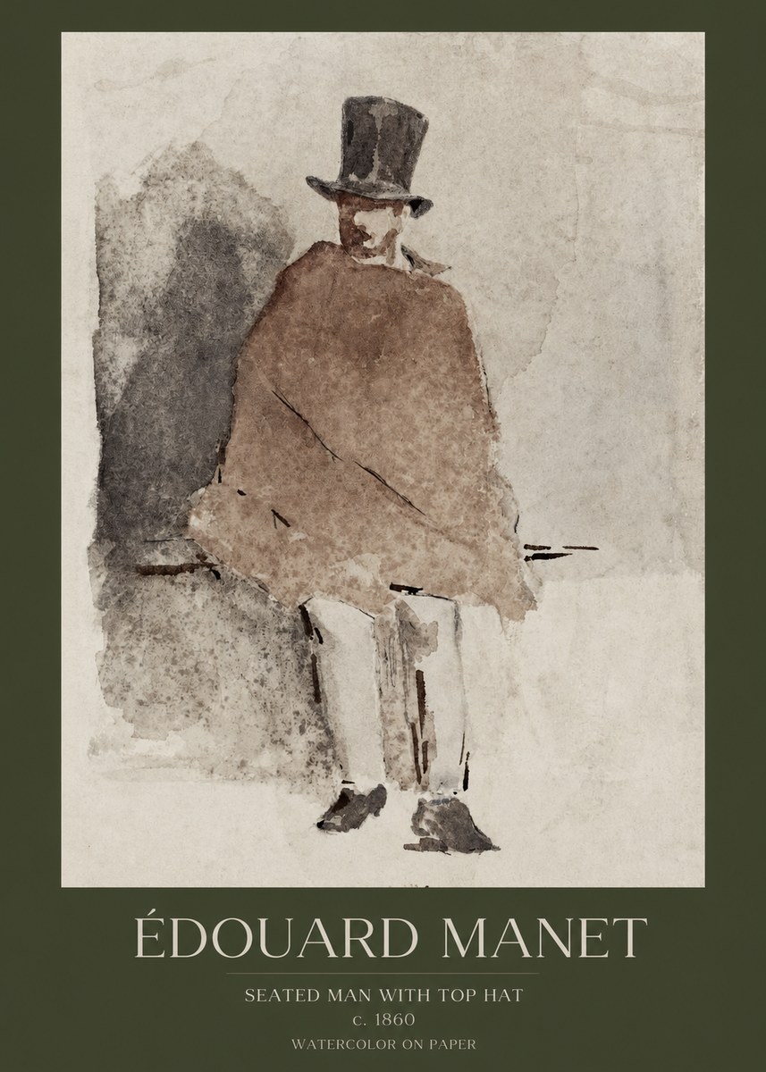 Édouard Manet Seated Man with Top Hat No1 - Poster