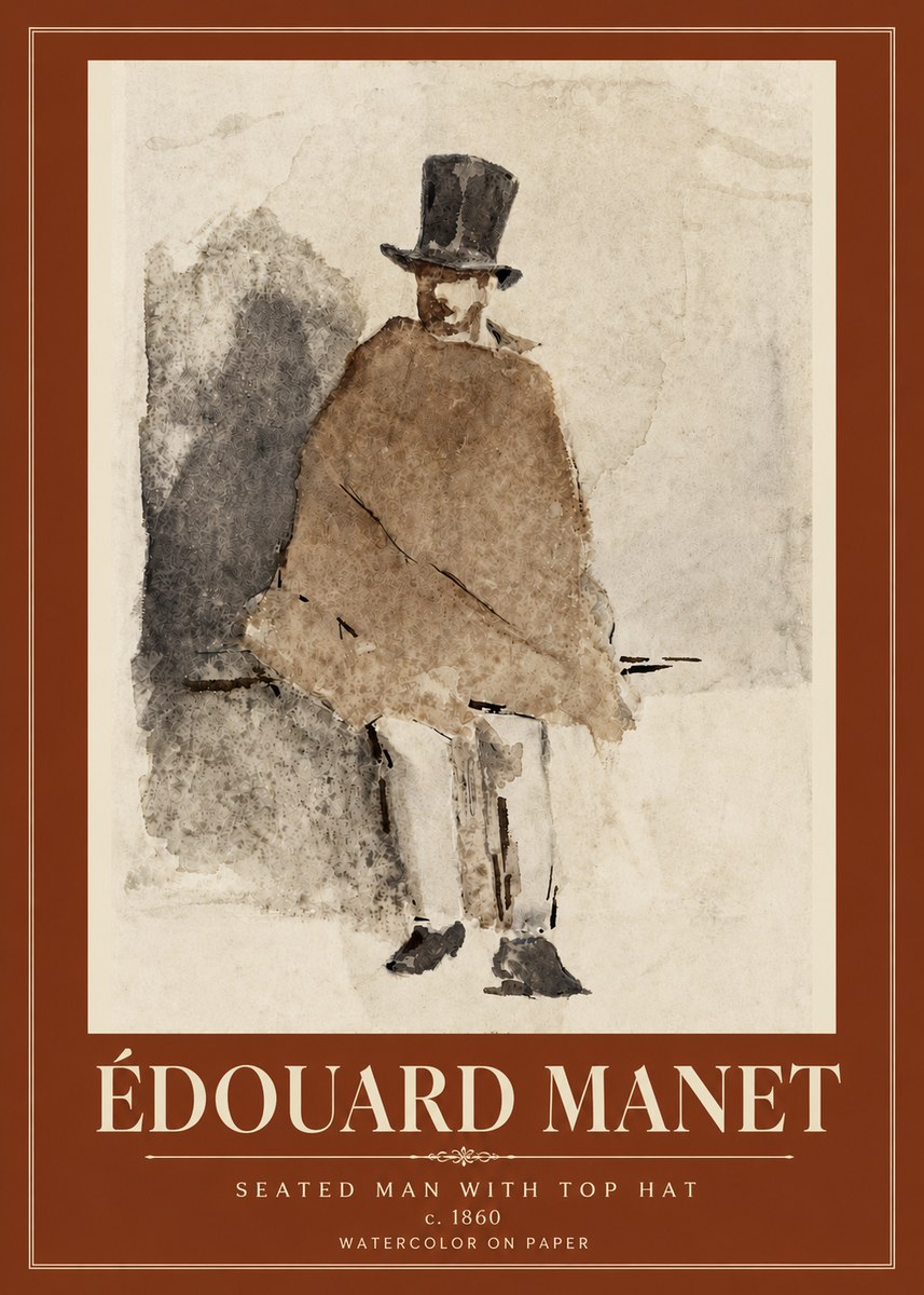 Édouard Manet Seated Man with Top Hat No6 - Poster