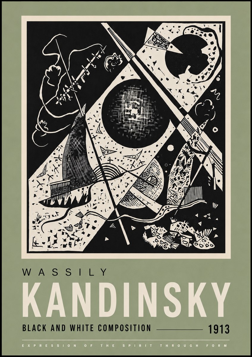 Kandinsky Black and White Composition No4 - Poster