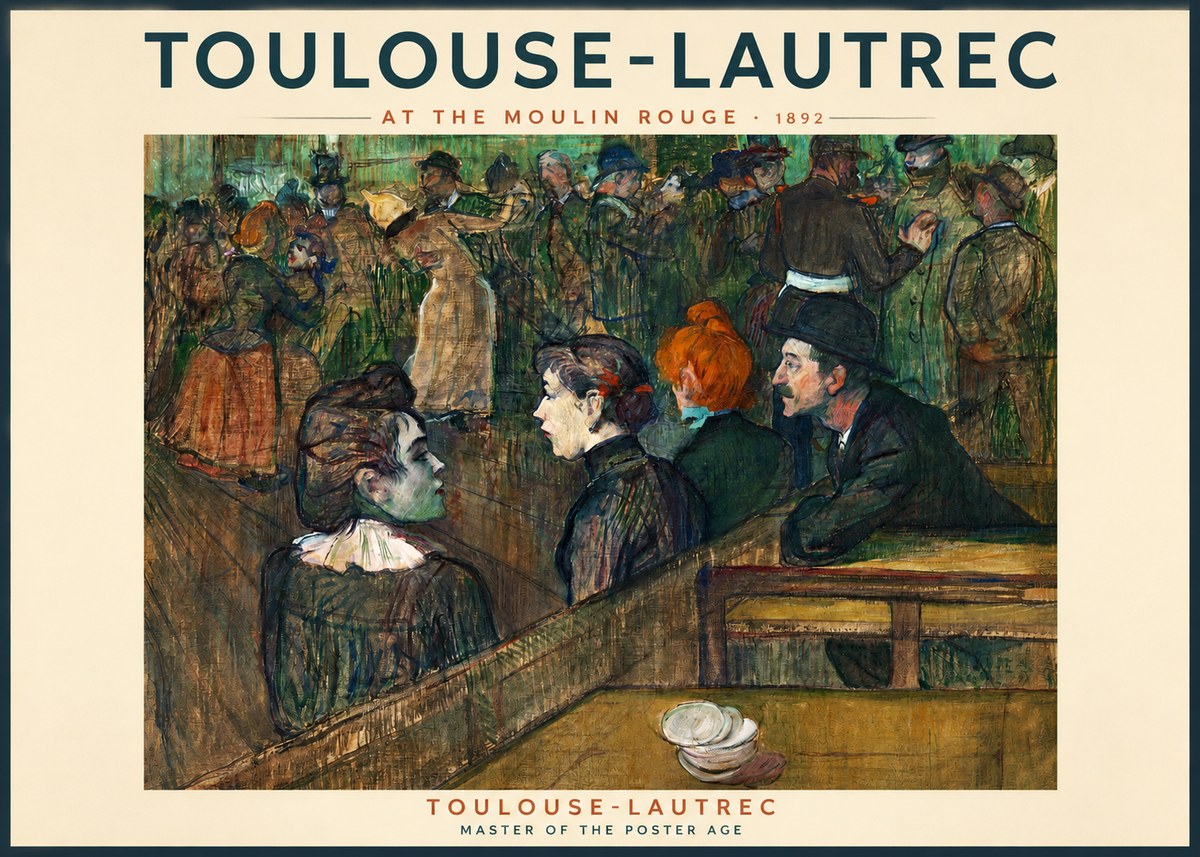 Toulouse-Lautrec At the Moulin Rouge V No2 - Poster