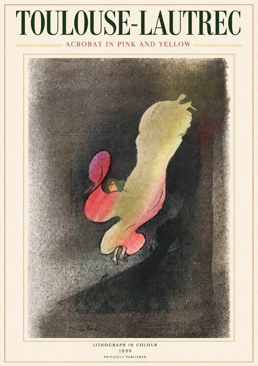 Toulouse-Lautrec Acrobat in Pink and Yellow No3 - Poster