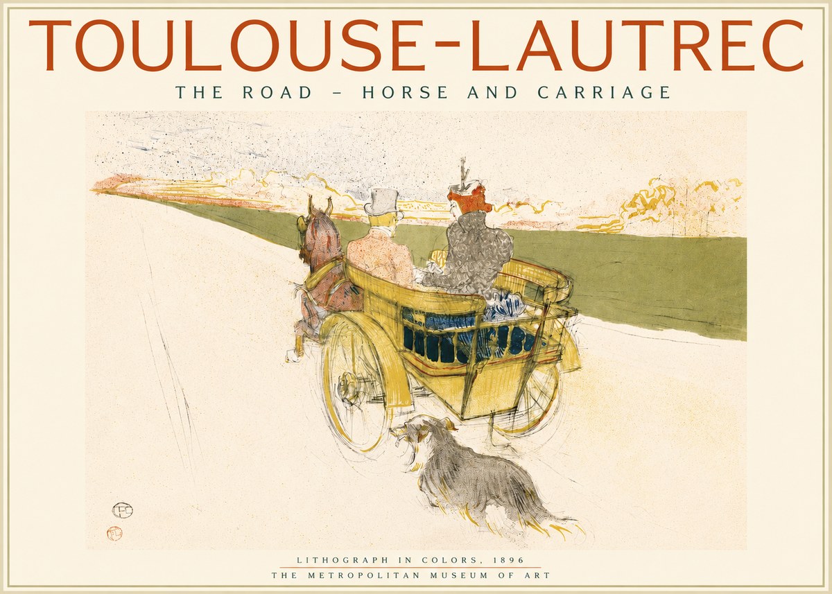Toulouse-Lautrec The Road - Horse and Carriage No2 - Poster