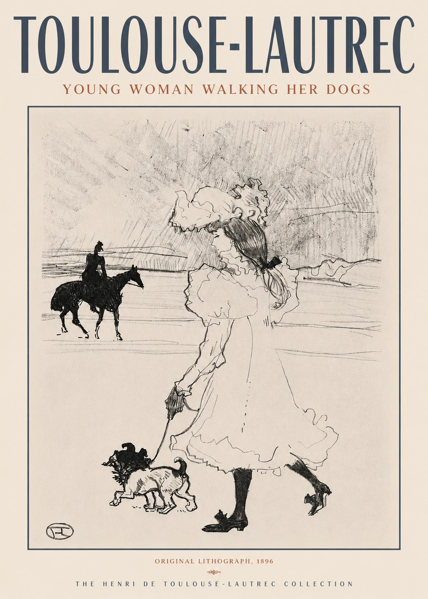 Toulouse-Lautrec Young Woman Walking Her Dogs No4 - Poster