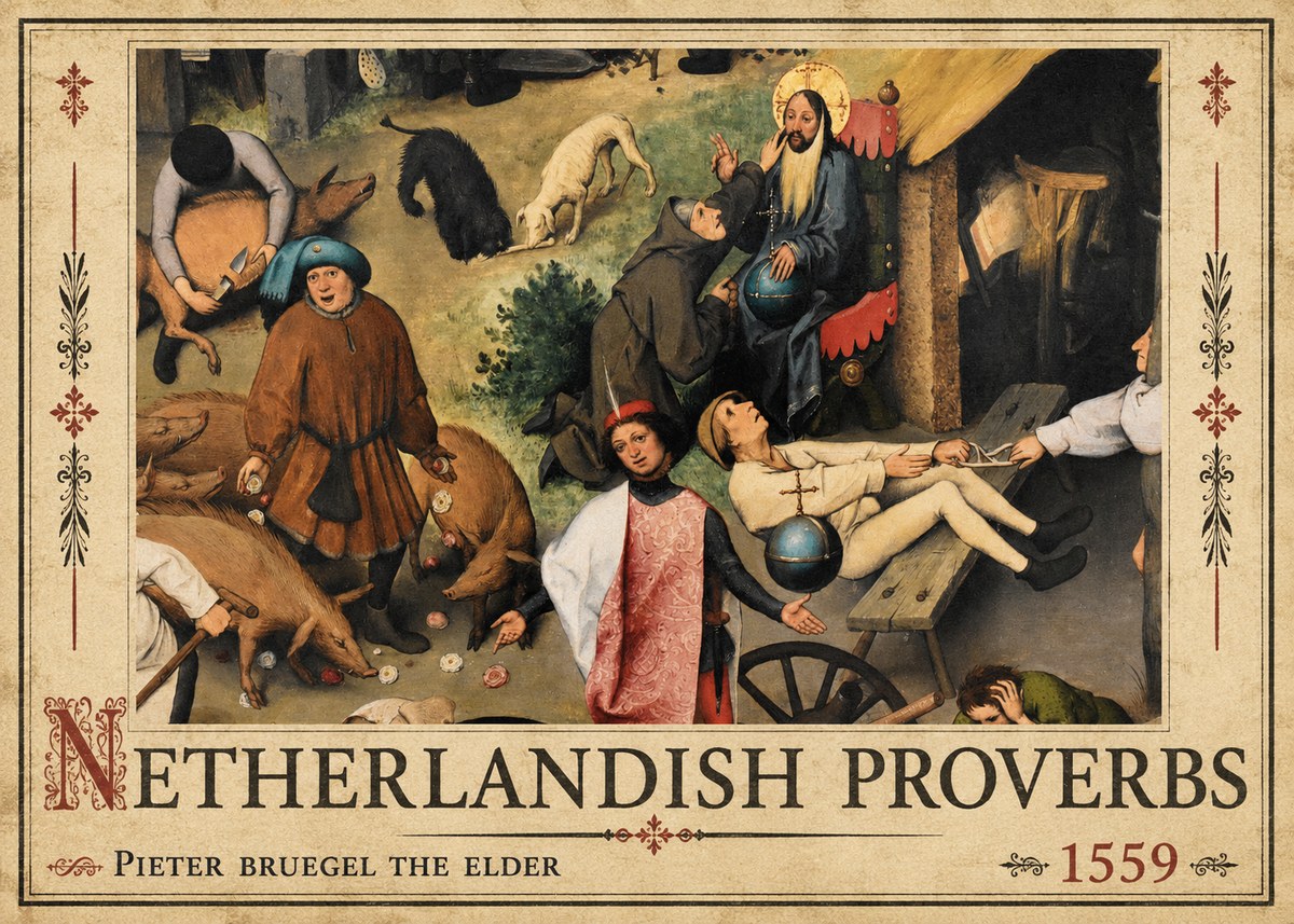 Pieter Bruegel Netherlandish Proverbs IV No2 - Poster
