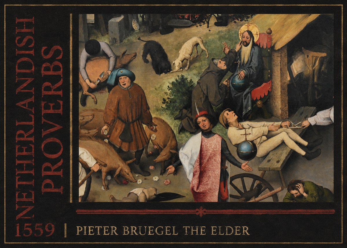 Pieter Bruegel Netherlandish Proverbs IV No4 - Poster