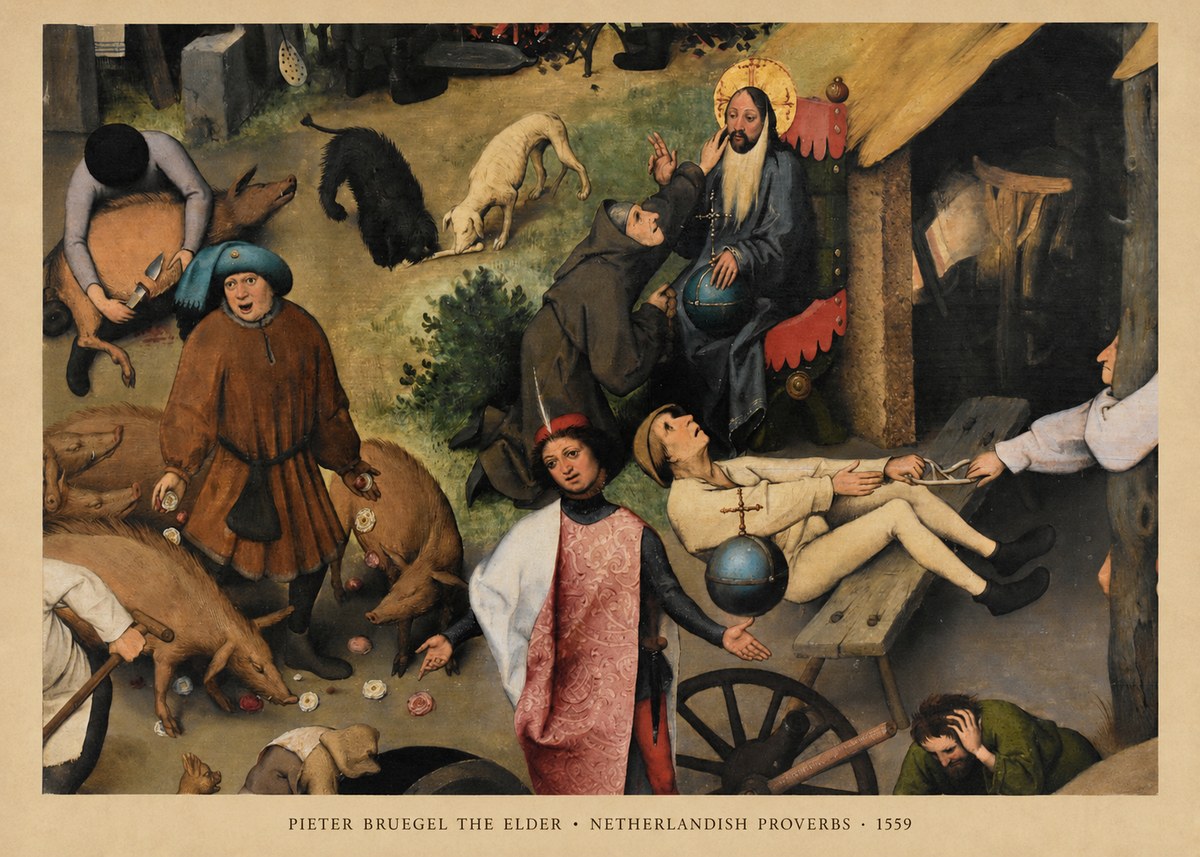 Pieter Bruegel Netherlandish Proverbs IV No6 - Poster