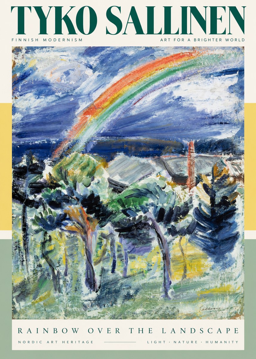 Tyko Sallinen Rainbow over the Landscape No4 - Poster