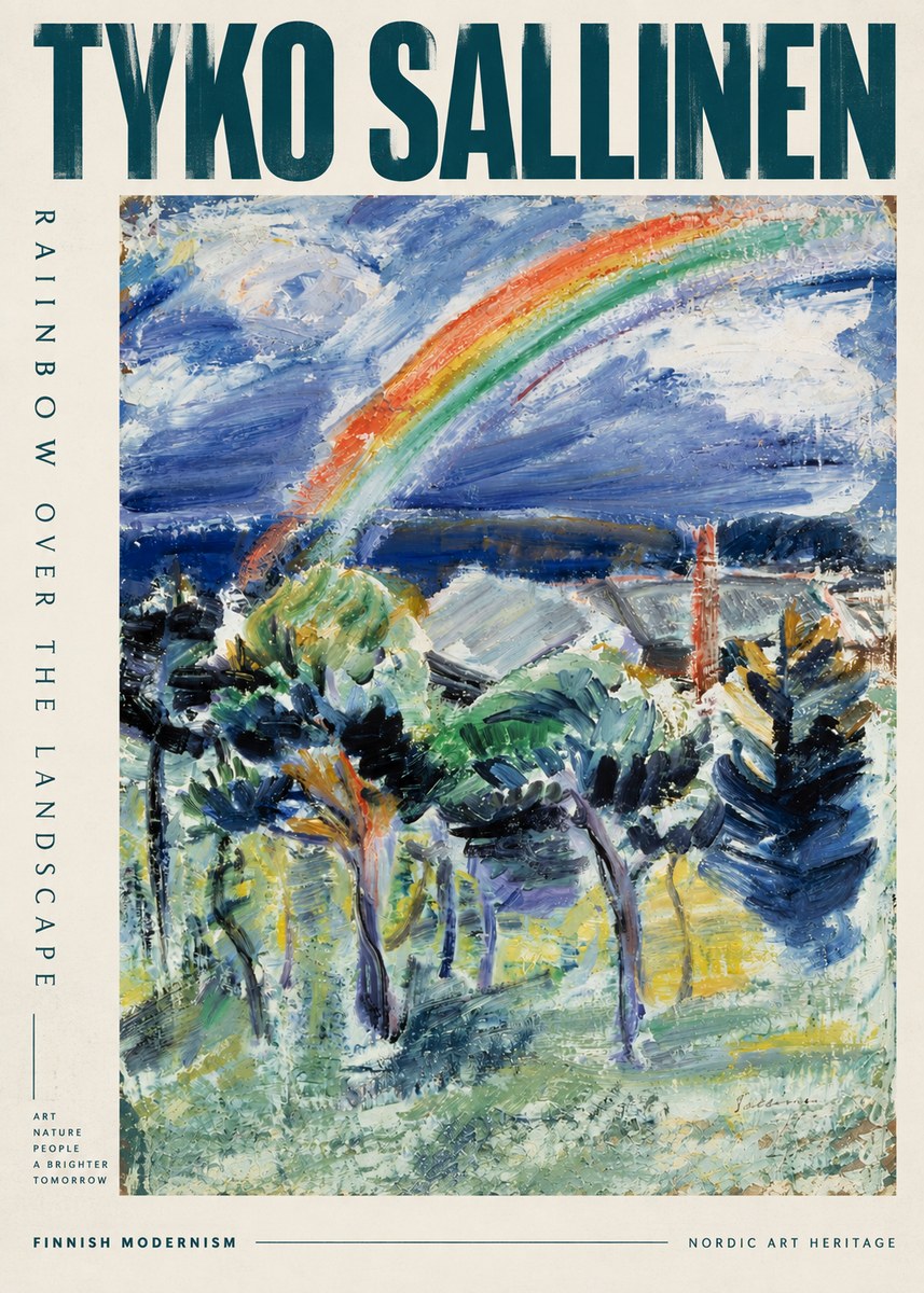 Tyko Sallinen Rainbow over the Landscape No5 - Poster