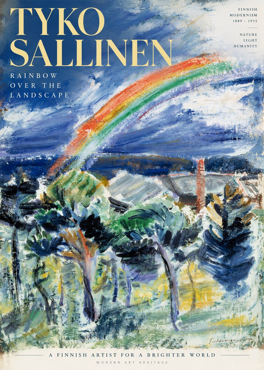 Tyko Sallinen Rainbow over the Landscape No6 - Poster