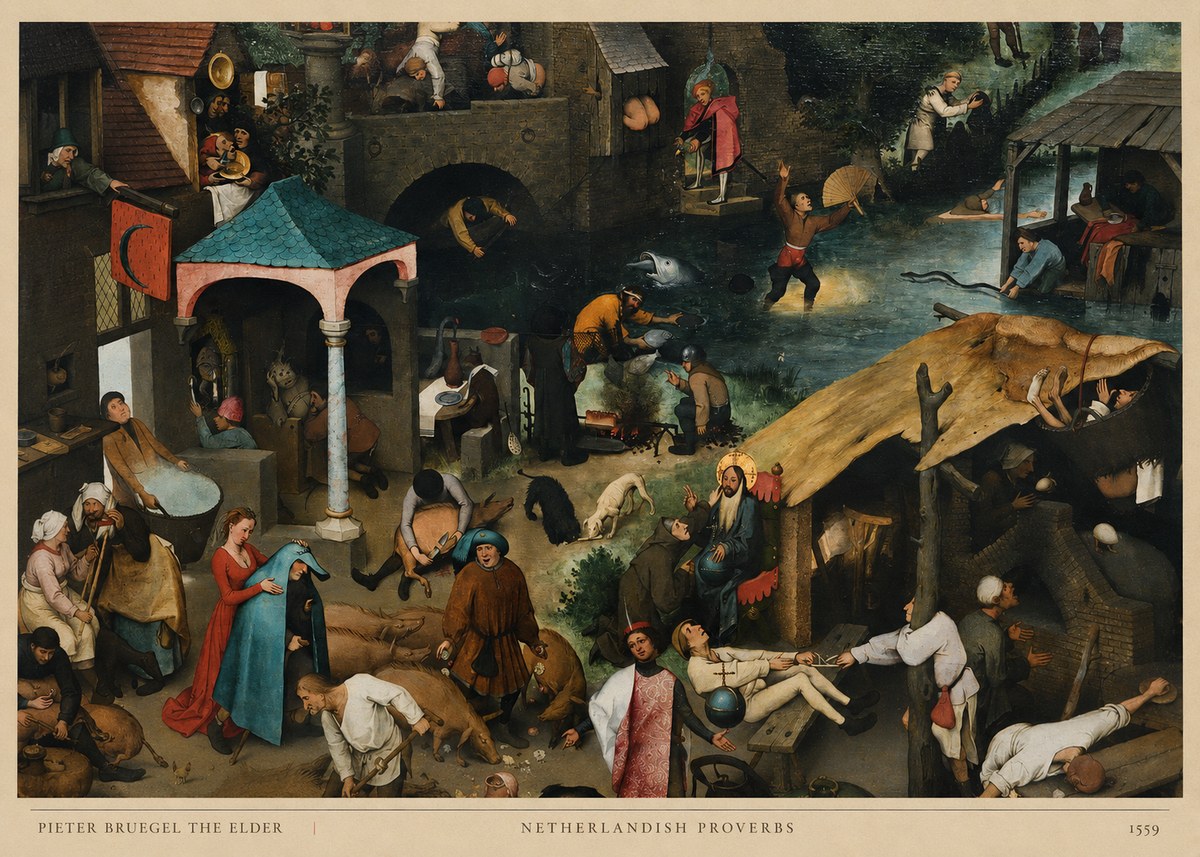 Pieter Bruegel Netherlandish Proverbs V No6 - Poster