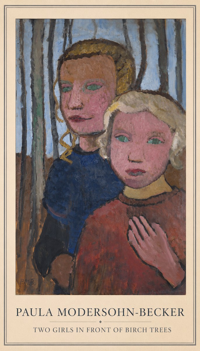 Paula Modersohn-Becker Two Girls in Front of Birch Trees No4 - Poster