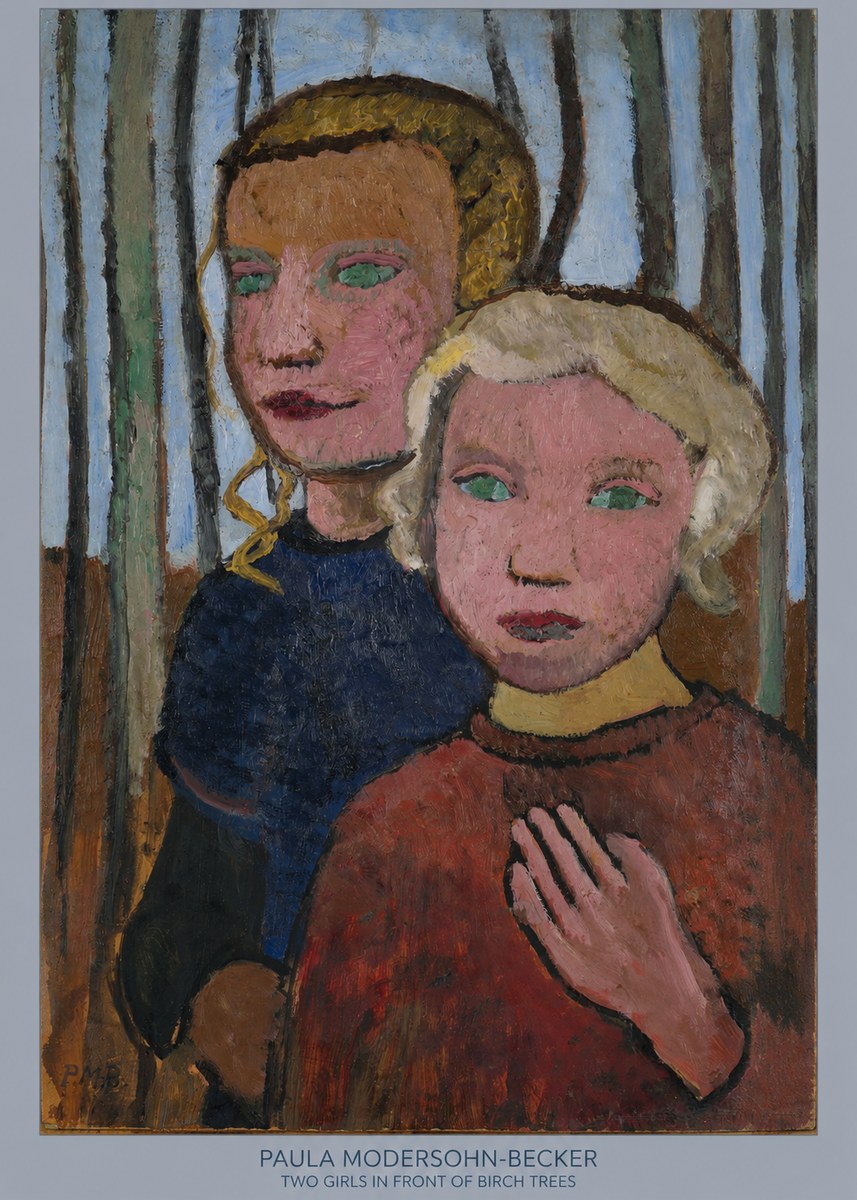 Paula Modersohn-Becker Two Girls in Front of Birch Trees No6 - Poster