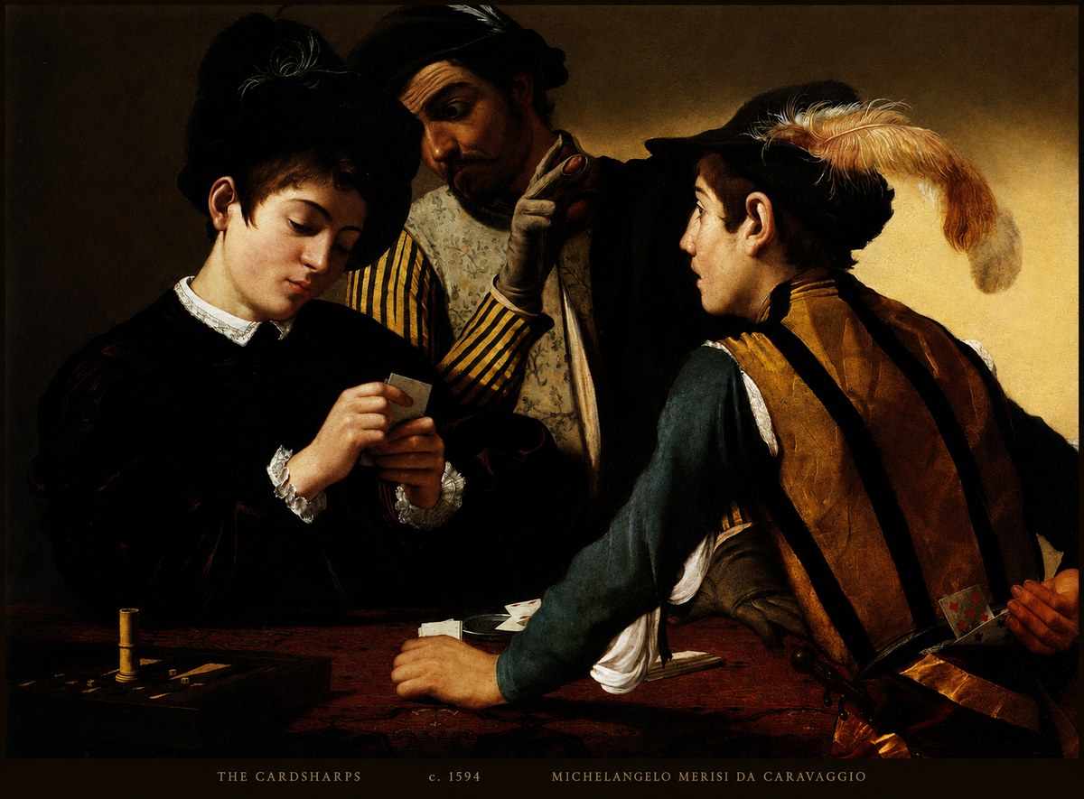 Michelangelo Merisi da Caravaggio The Cardsharps II No6 - Poster