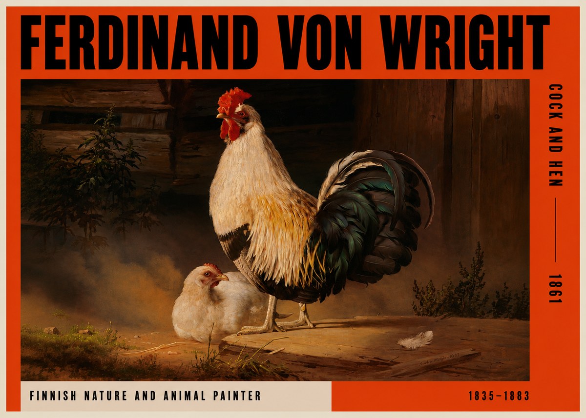 Ferdinand von Wright Cock and Hen No2 - Poster