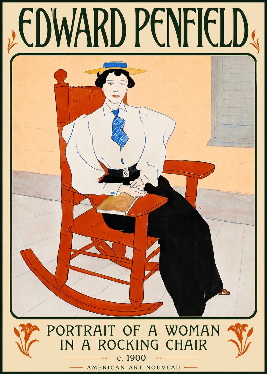 Edward Penfield Portrait of a Woman in a Rocking Chair No5 - Poster
