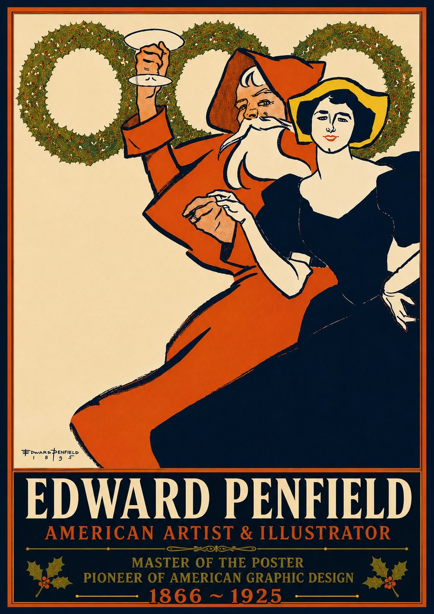 Edward Penfield Christmas. Cheer No6 - Poster