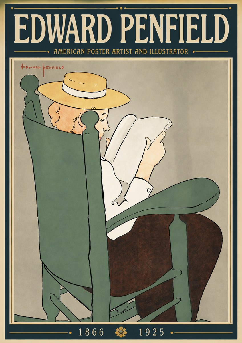 Edward Penfield Reading Woman in a Rocking Chair No4 - Poster