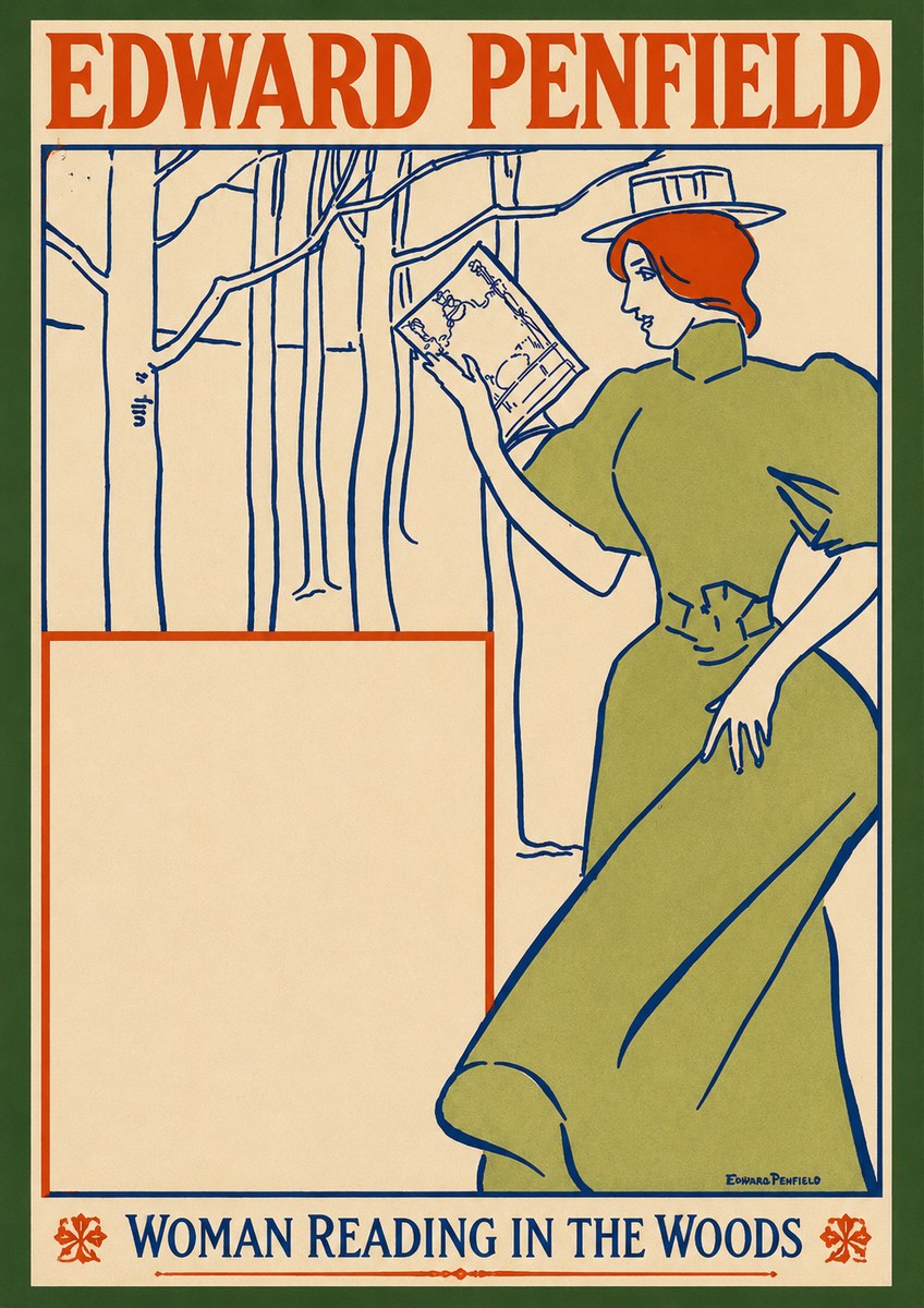 Edward Penfield Woman Reading in the Woods No2 - Poster