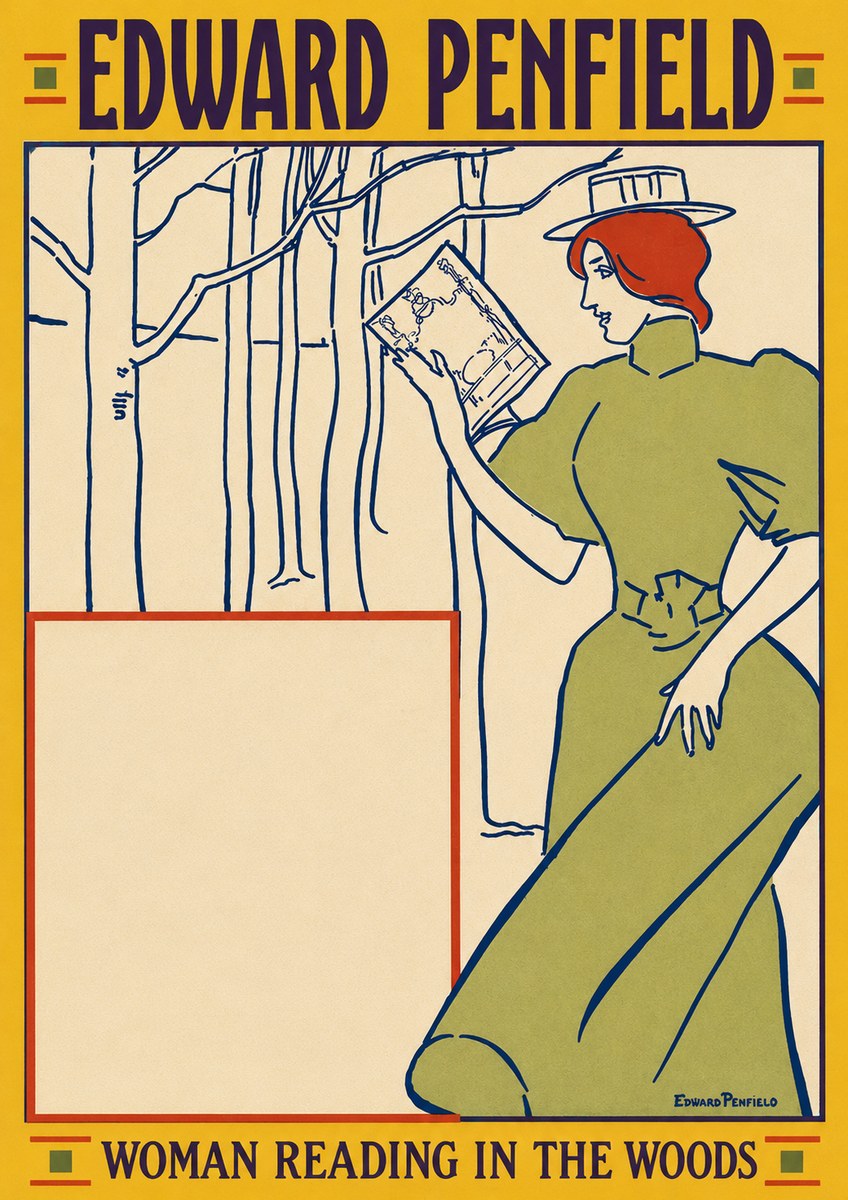 Edward Penfield Woman Reading in the Woods No3 - Poster