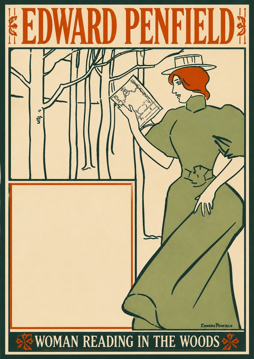 Edward Penfield Woman Reading in the Woods No4 - Poster