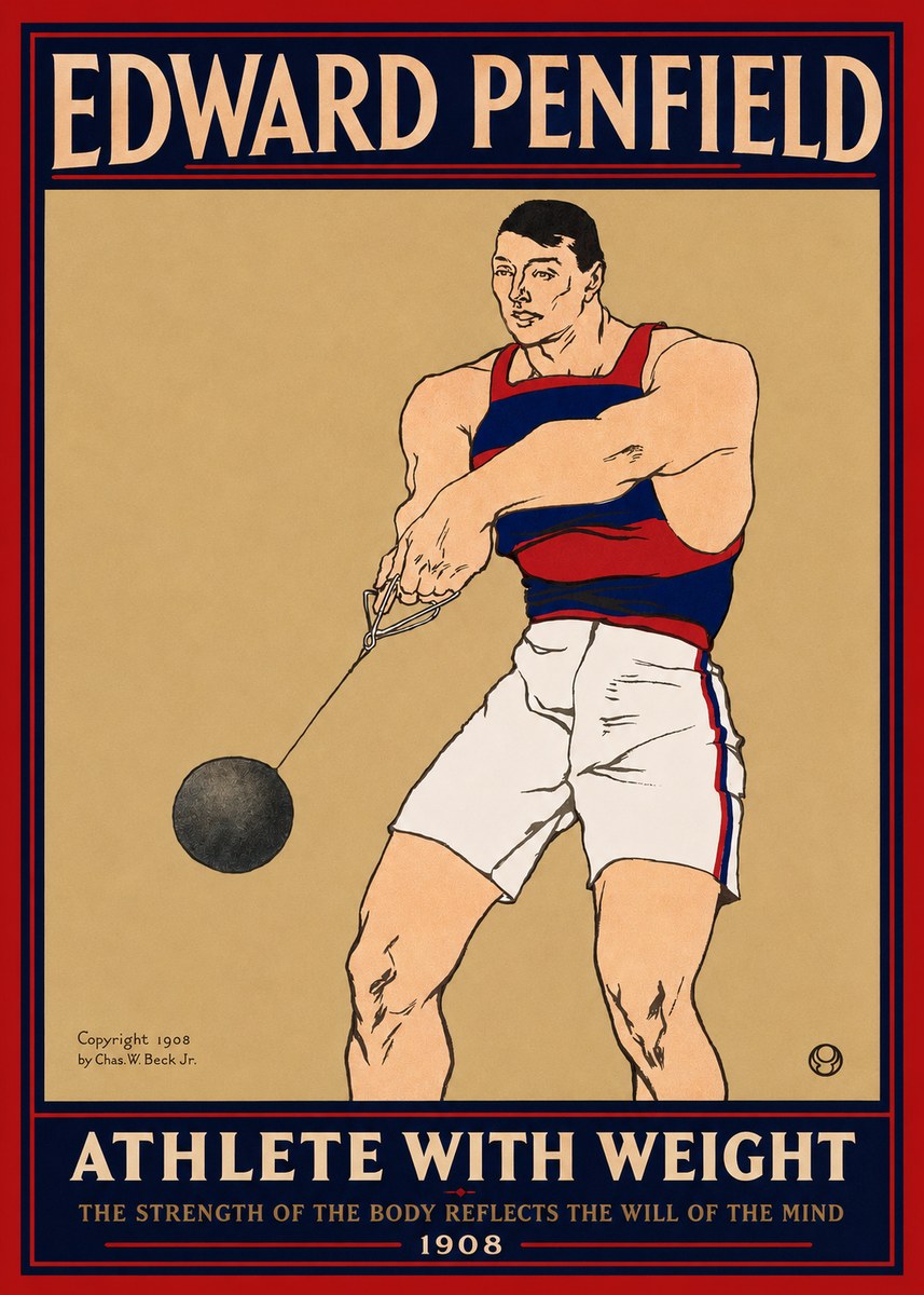 Edward Penfield Athlete with Weight No2 - Poster
