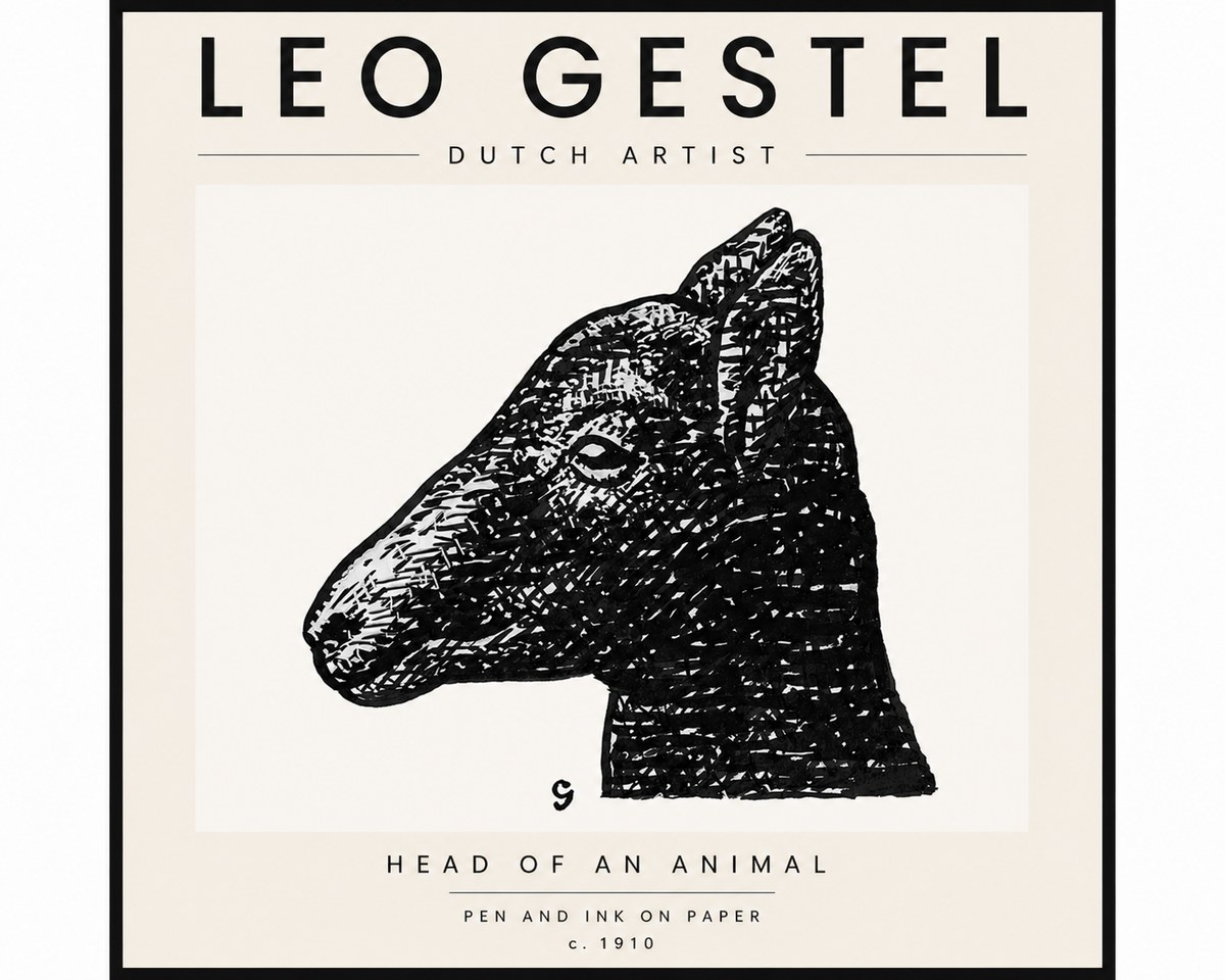 Leo Gestel Head of an Animal No4 - Poster