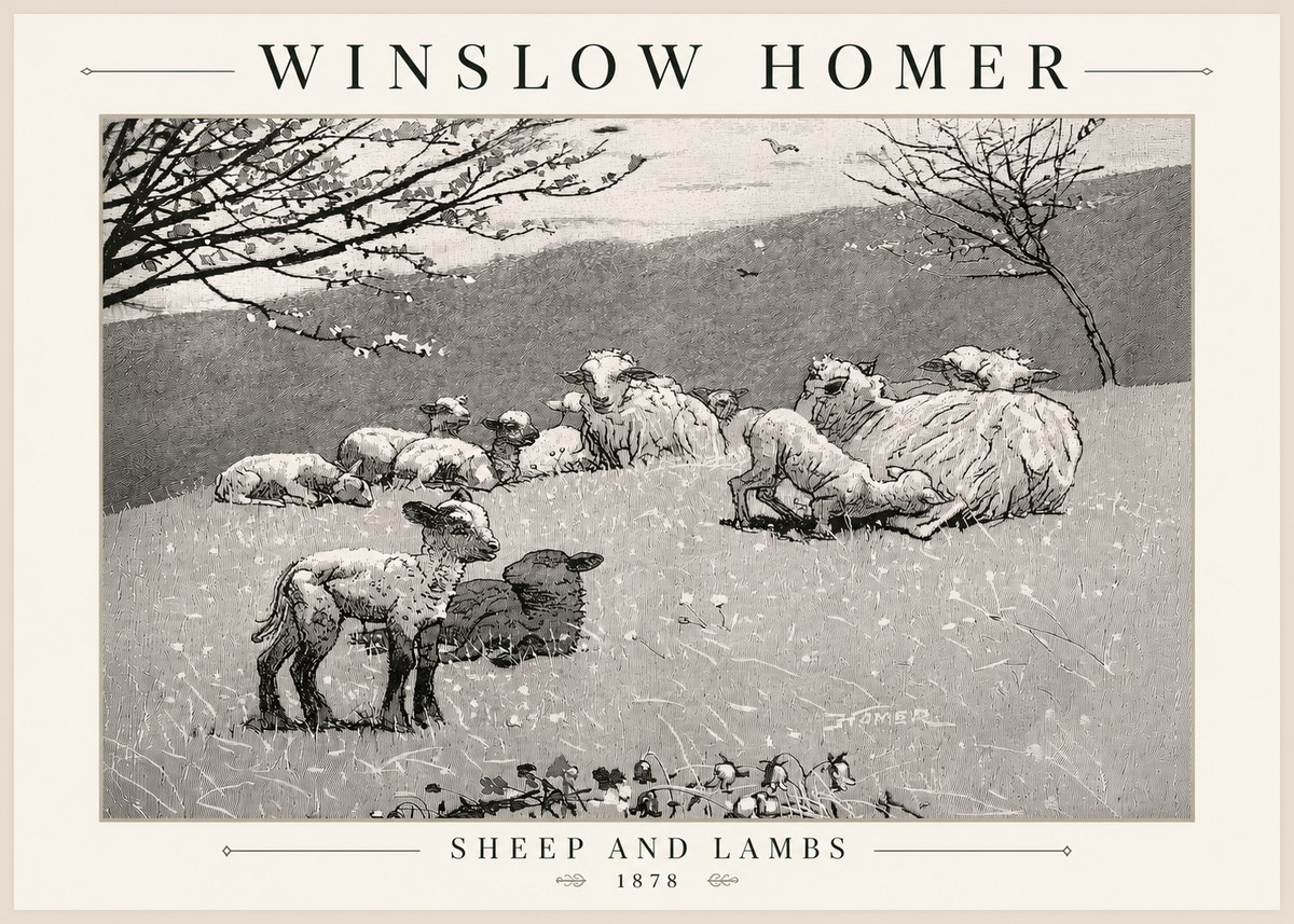 Winslow Homer Sheep and Lambs No5 - Poster