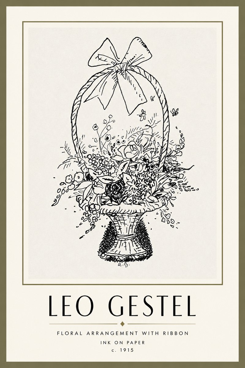 Leo Gestel Floral Arrangement with Ribbon No4 - Poster