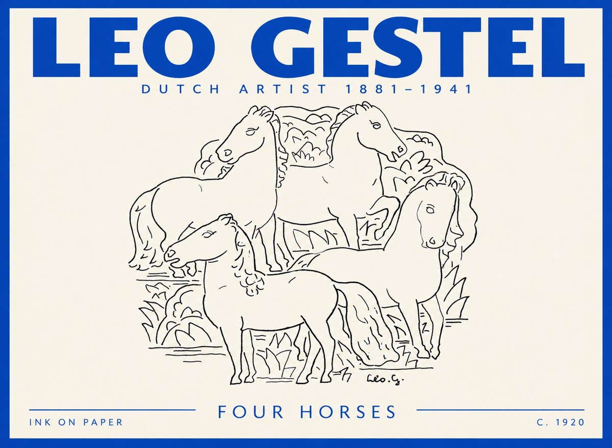Leo Gestel Four Horses No2 - Poster
