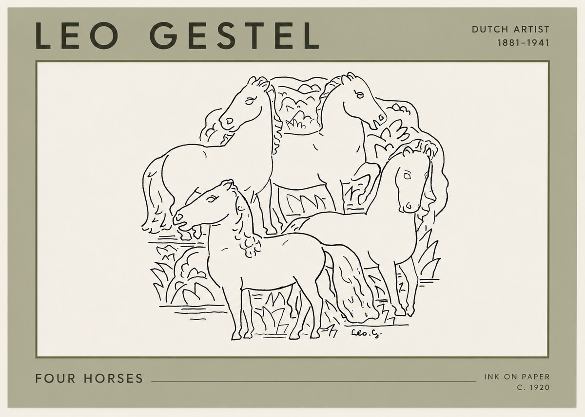 Leo Gestel Four Horses No3 - Poster