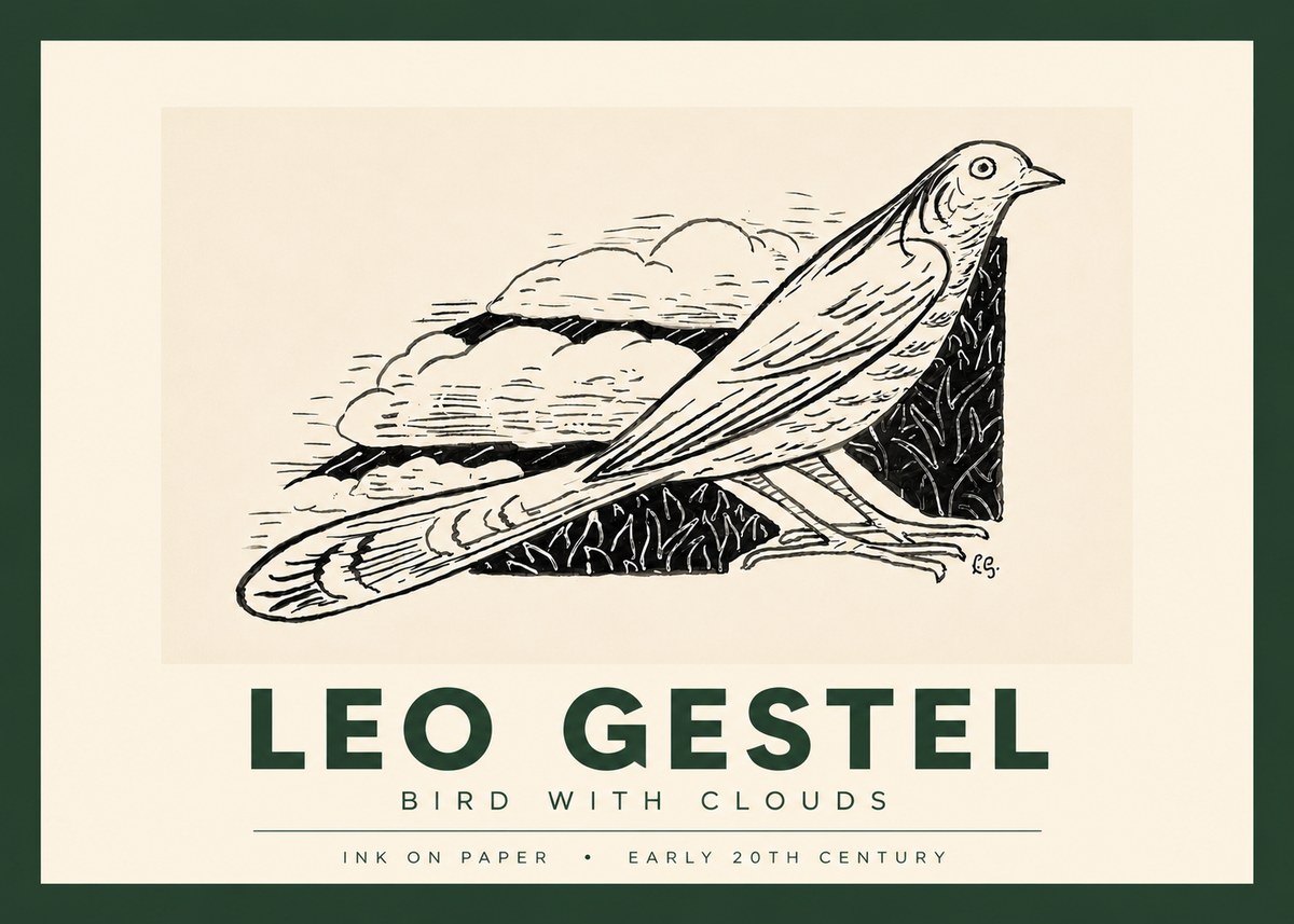 Leo Gestel Bird with Clouds No4 - Poster