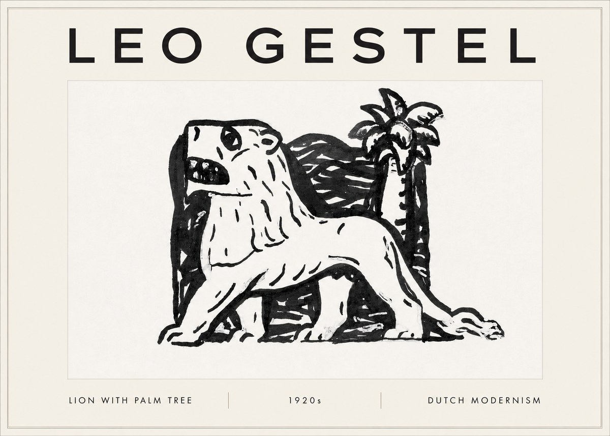 Leo Gestel Lion with Palm Tree No5 - Poster