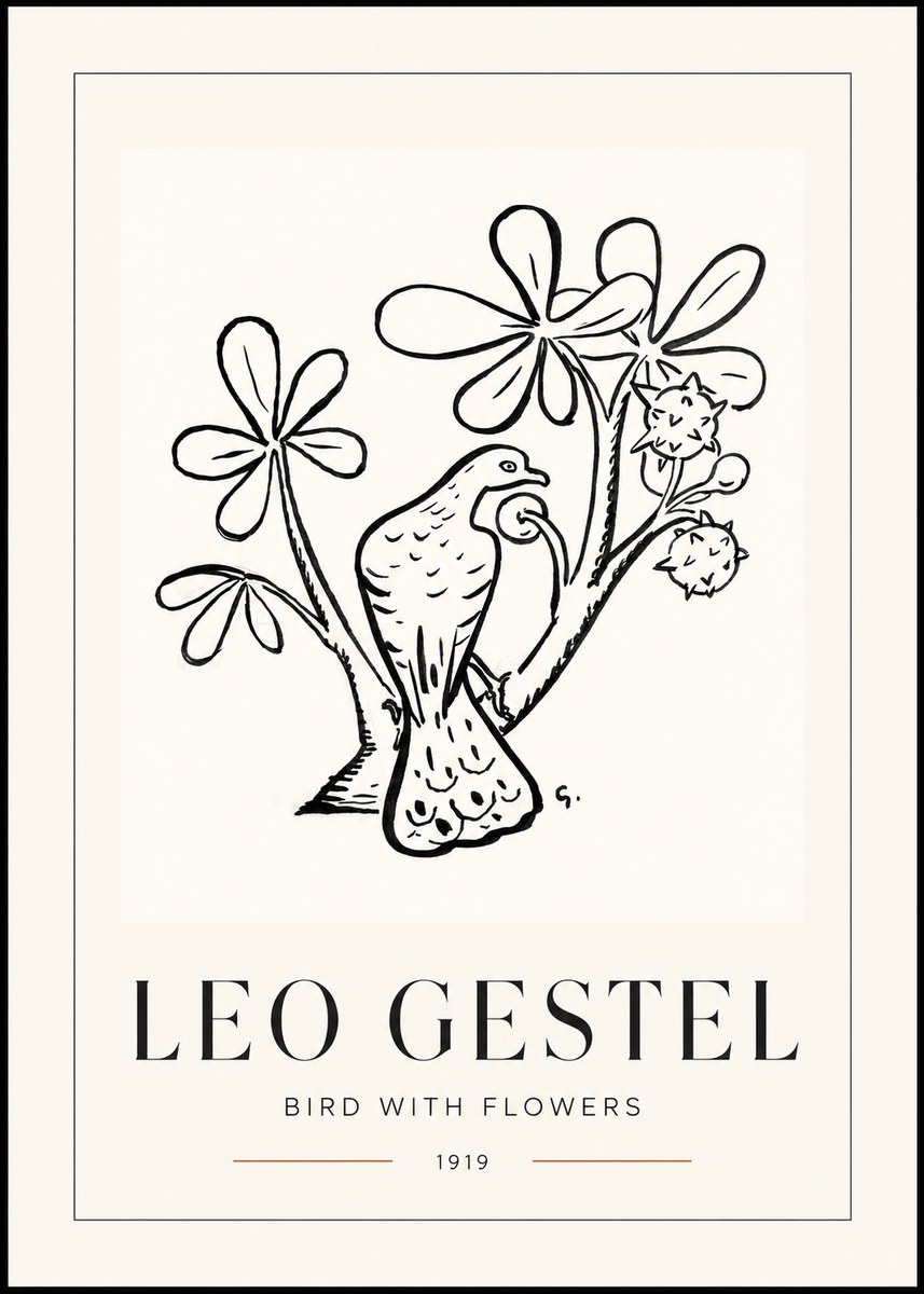 Leo Gestel Bird with Flowers No1 - Poster