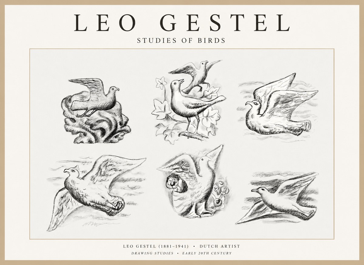 Leo Gestel Studies of Birds No1 - Poster