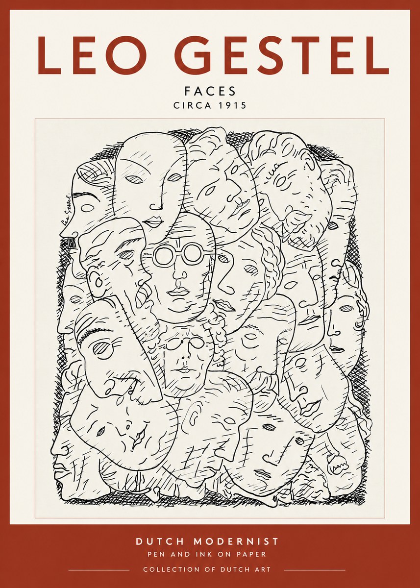 Leo Gestel Heads Ink Drawing No3 - Poster
