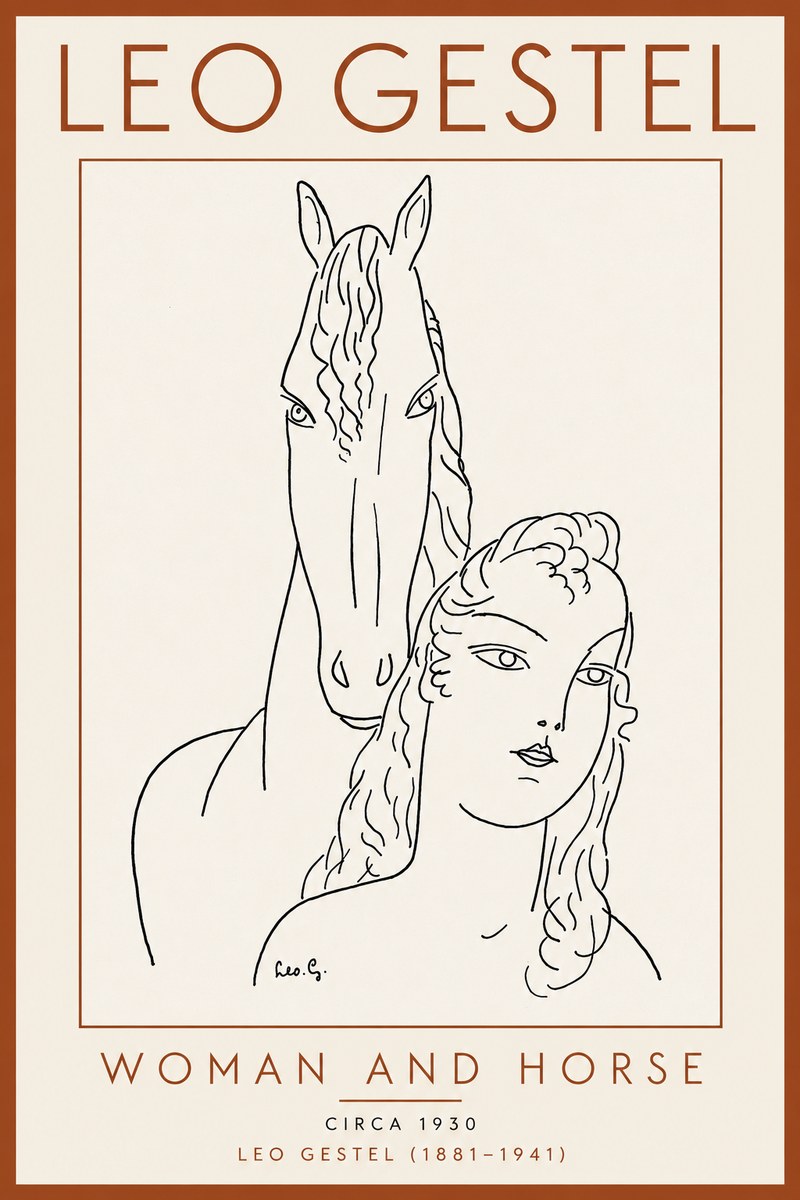 Leo Gestel Woman and Horse No5 - Poster